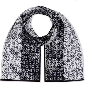 Michael Kors Colorblocked Logo Scarf, Black and White